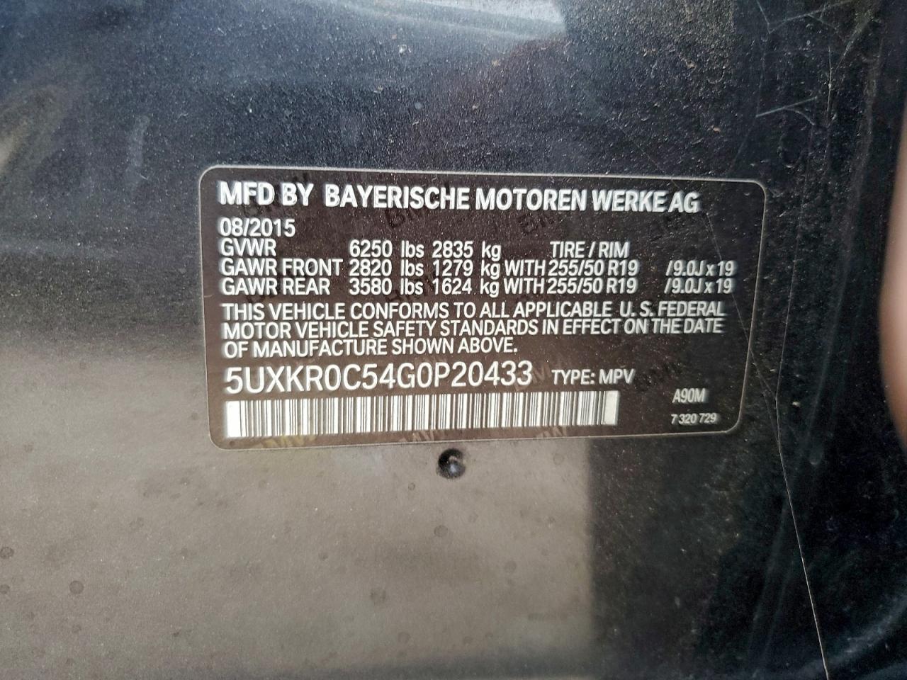 2016 BMW X5 xDrive35I VIN: 5UXKR0C54G0P20433 Lot: 93953495