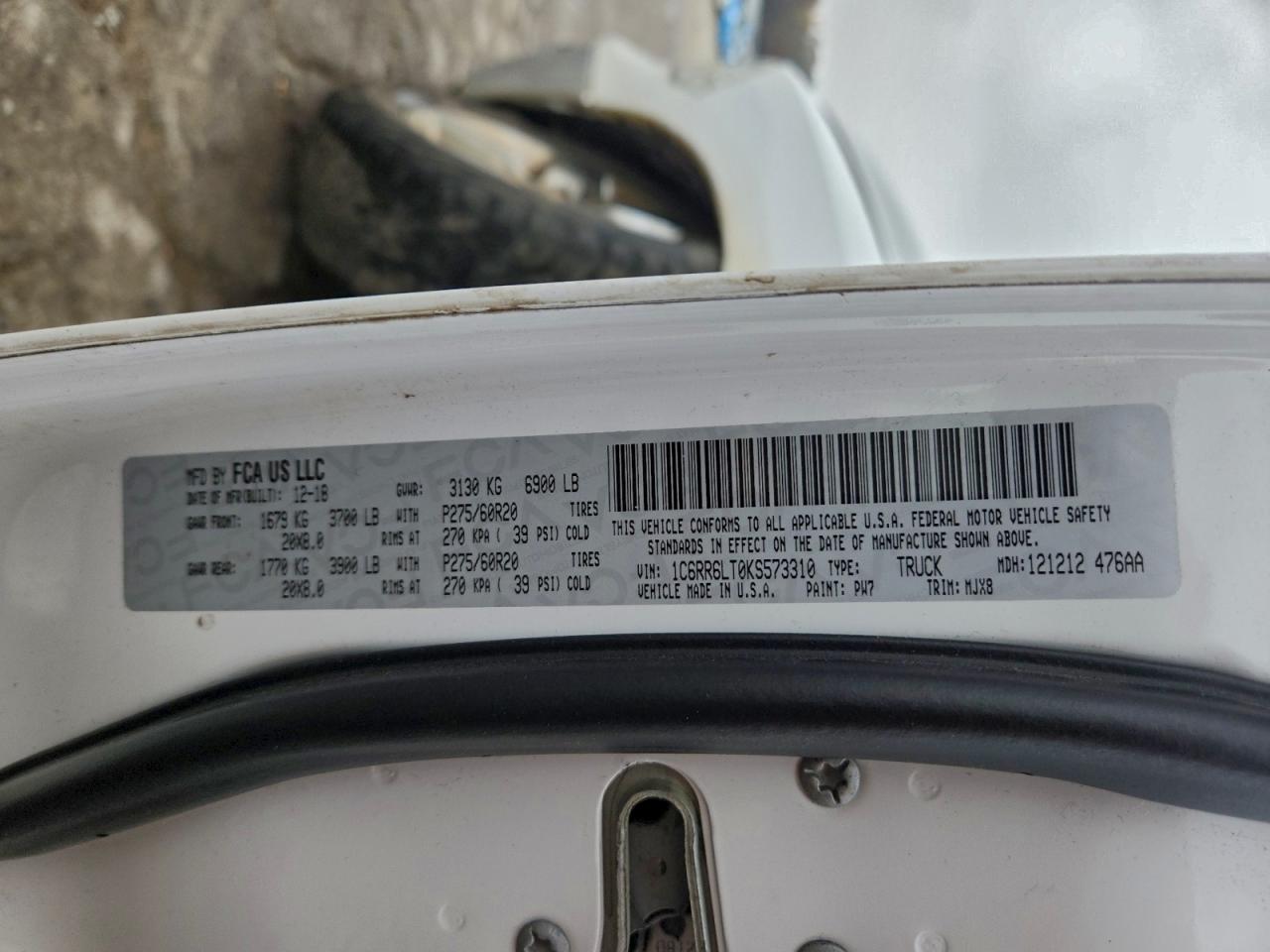 2019 Ram 1500 Classic Slt VIN: 1C6RR6LT0KS573310 Lot: 94181625