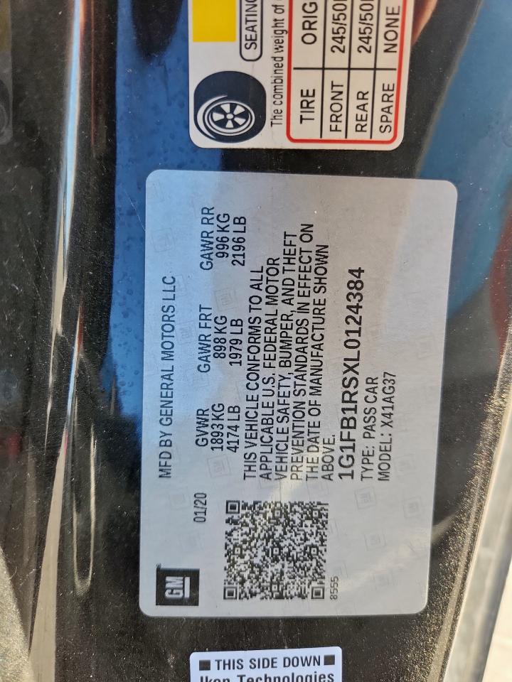 2020 Chevrolet Camaro Ls VIN: 1G1FB1RSXL0124384 Lot: 91323445