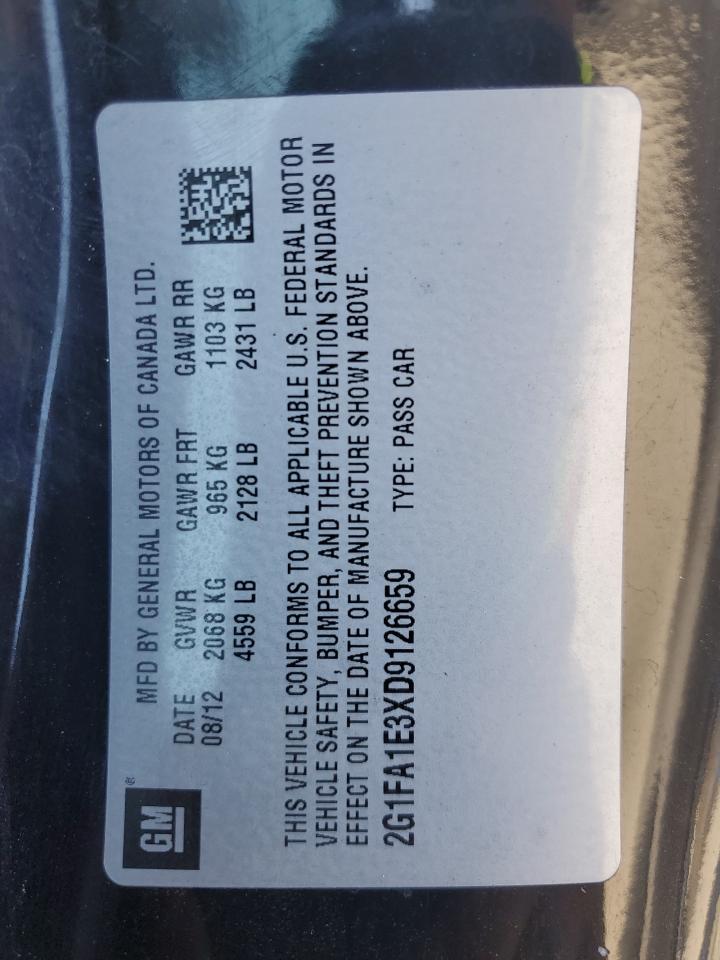 2013 Chevrolet Camaro Ls VIN: 2G1FA1E3XD9126659 Lot: 92653075