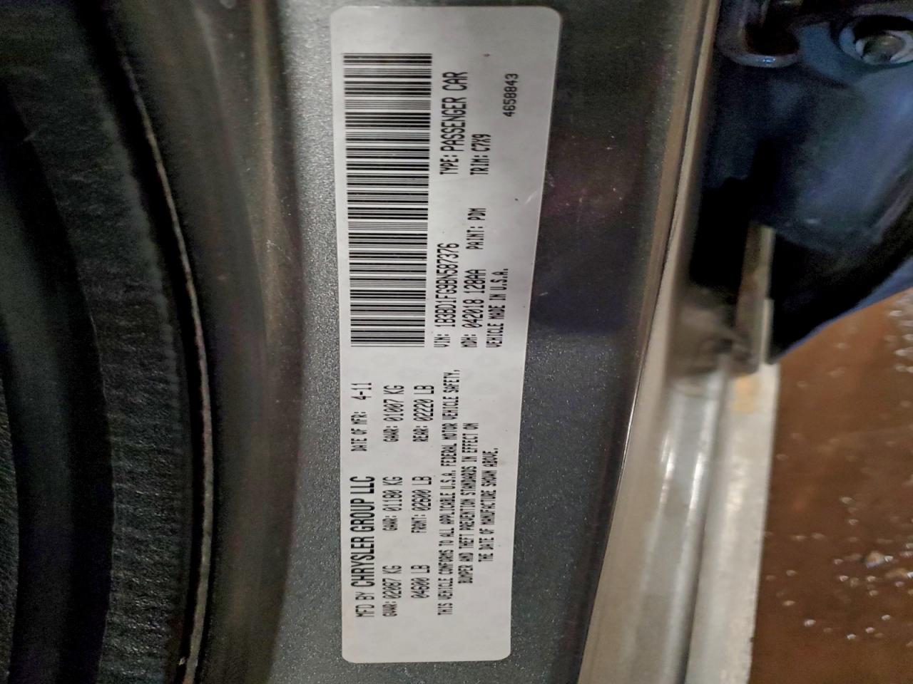 2011 Dodge Avenger Mainstreet VIN: 1B3BD1FG9BN587376 Lot: 94178235