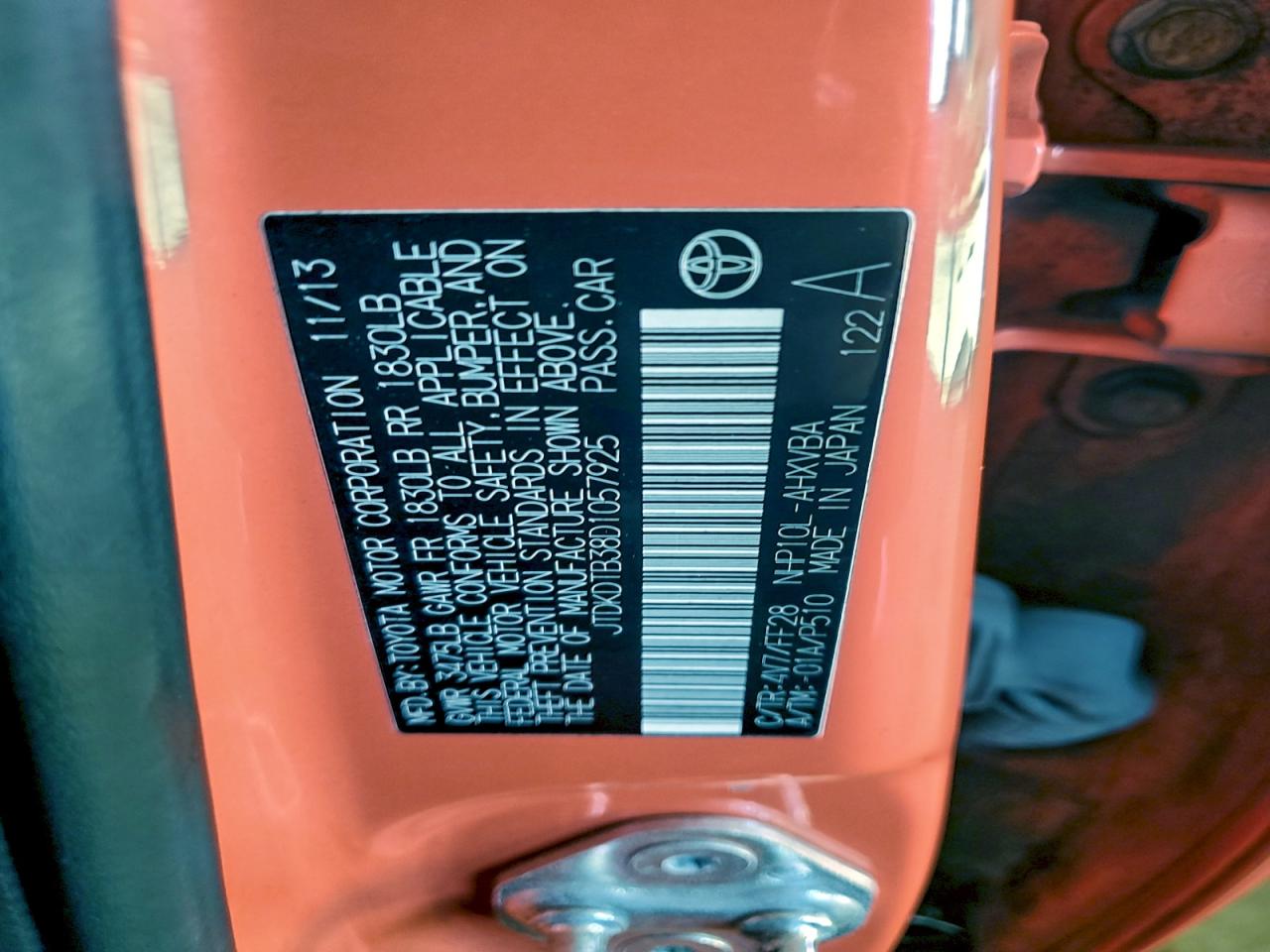 2013 Toyota Prius C VIN: JTDKDTB38D1057925 Lot: 94222435