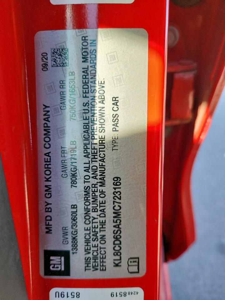 2021 Chevrolet Spark 1Lt VIN: KL8CD6SA5MC723169 Lot: 92802665