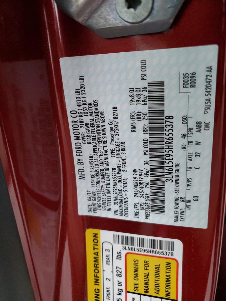 2017 Lincoln Mkz Reserve VIN: 3LN6L5E95HR655378 Lot: 93408745