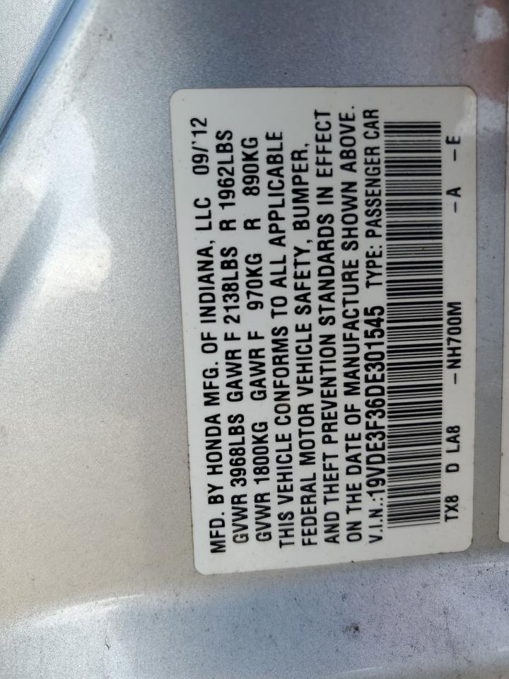 2013 Acura Ilx Hybrid VIN: 19VDE3F36DE301545 Lot: 91864245