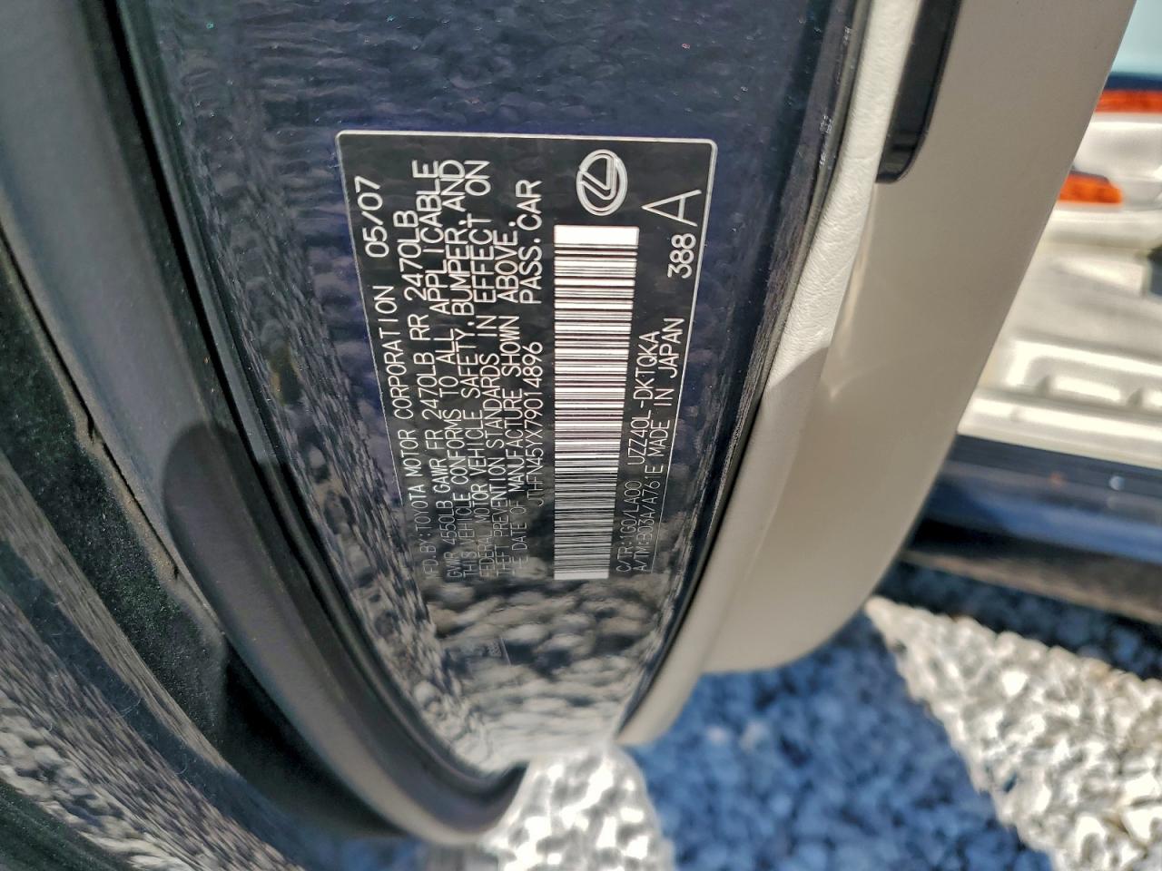 2007 Lexus Sc 430 VIN: JTHFN45YX79014896 Lot: 94257685