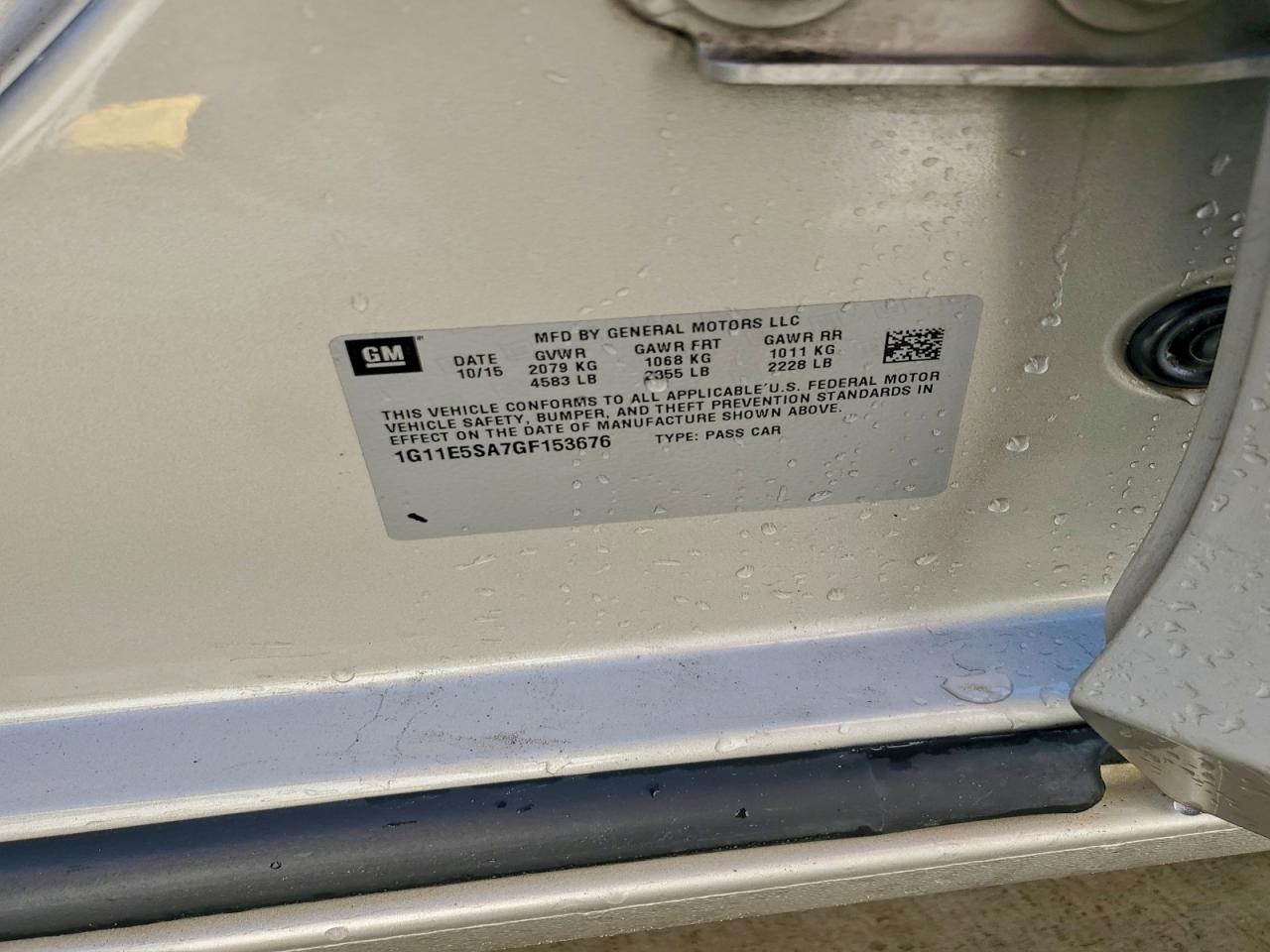 2016 Chevrolet Malibu Limited Ltz VIN: 1G11E5SA7GF153676 Lot: 94489945