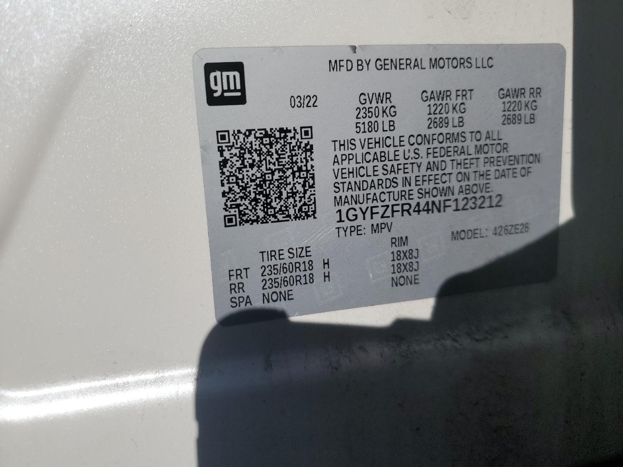 2022 Cadillac Xt4 Sport VIN: 1GYFZFR44NF123212 Lot: 92475315