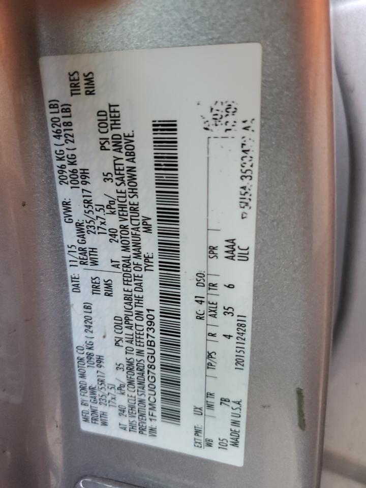 2016 Ford Escape Se VIN: 1FMCU0G78GUB73901 Lot: 85437755