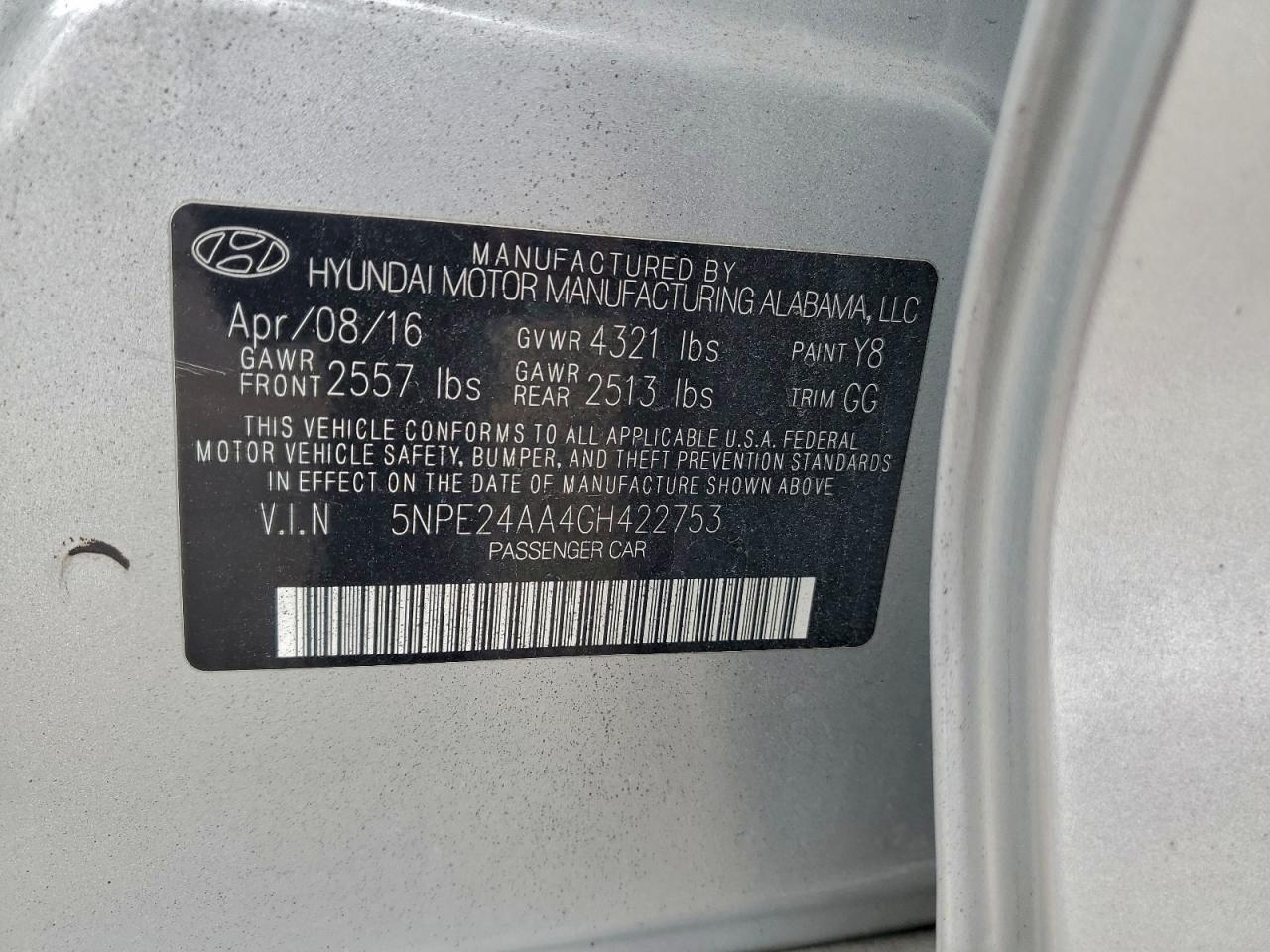 2016 Hyundai Sonata Eco VIN: 5NPE24AA4GH422753 Lot: 93904715