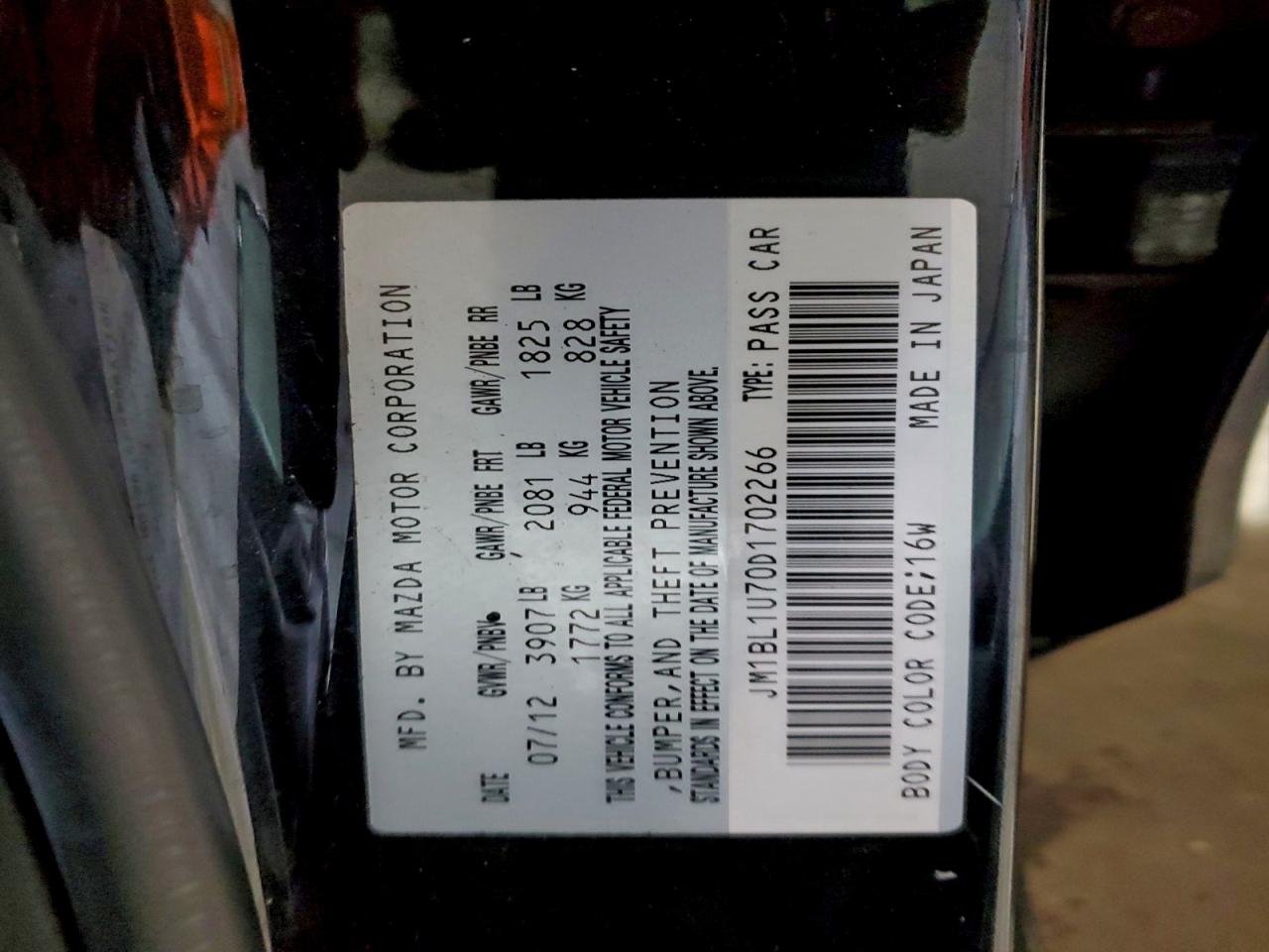 2013 Mazda 3 I VIN: JM1BL1U70D1702266 Lot: 93514605