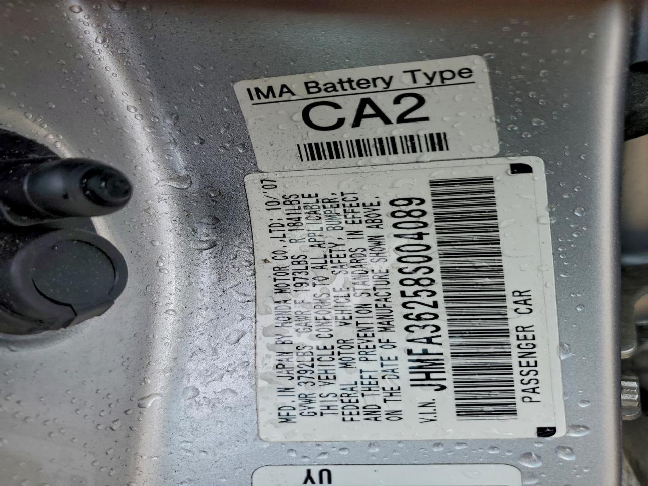 2008 Honda Civic Hybrid VIN: JHMFA36258S004089 Lot: 93994745