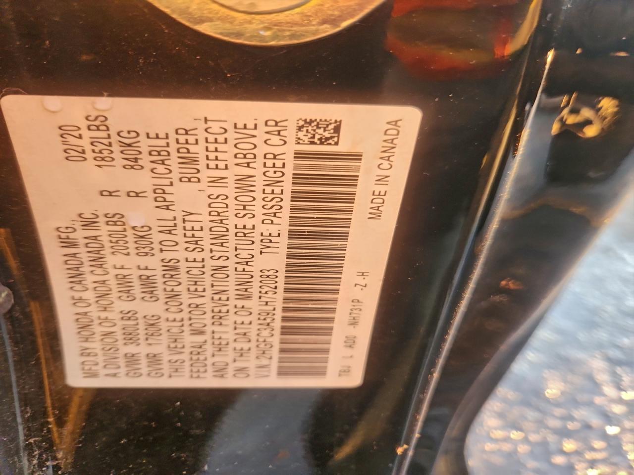 2020 Honda Civic Si VIN: 2HGFC3A59LH752083 Lot: 85440825