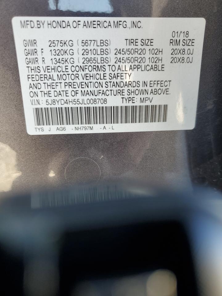 2018 Acura Mdx Technology VIN: 5J8YD4H55JL008708 Lot: 91600175