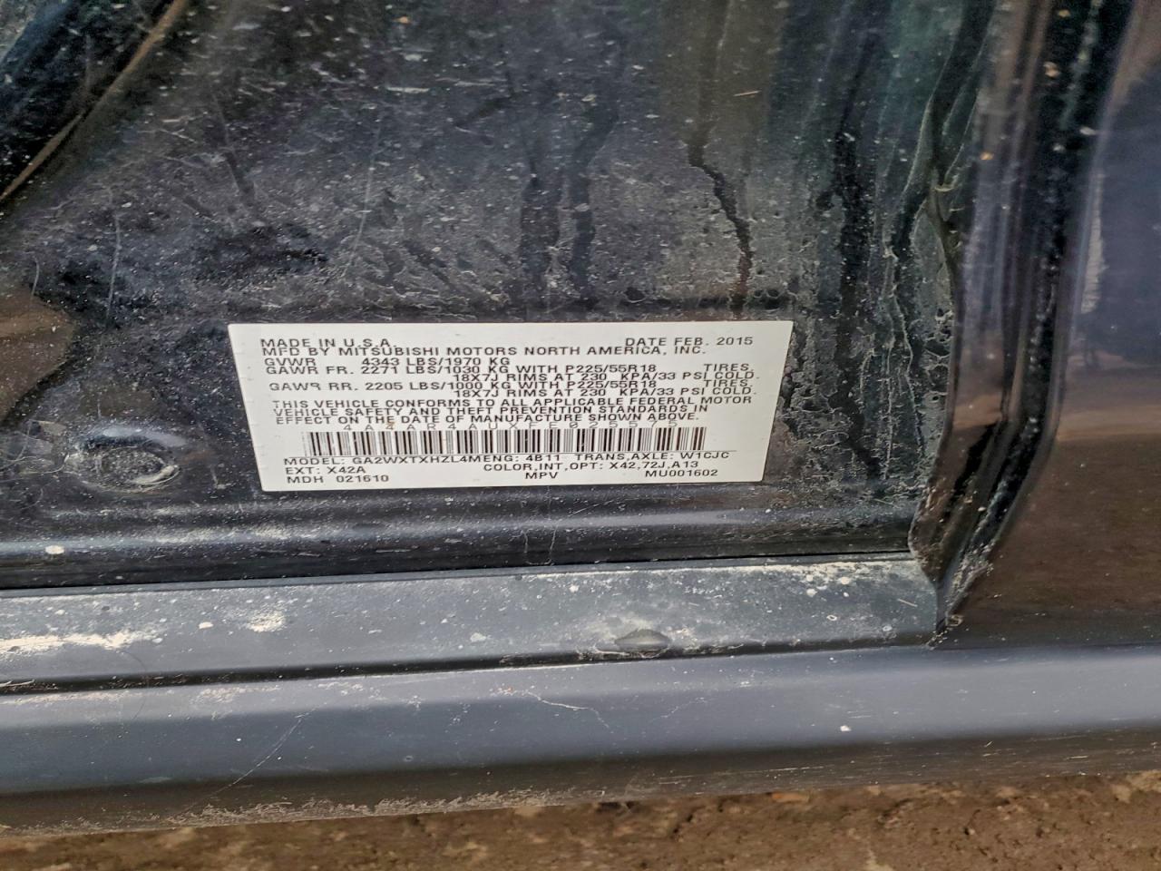 2015 Mitsubishi Outlander Sport Se VIN: 4A4AR4AUXFE025575 Lot: 93047125