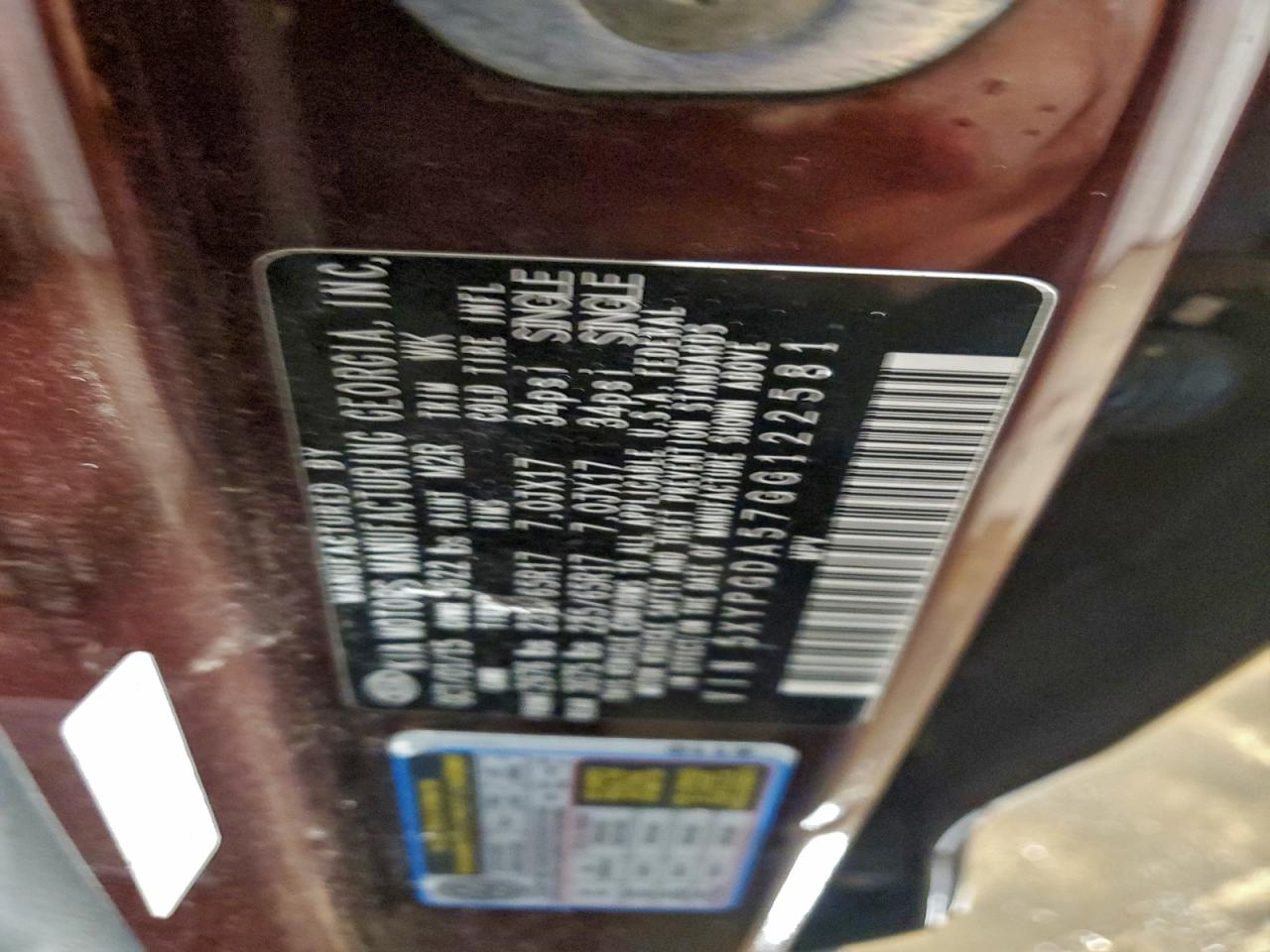 2016 Kia Sorento Lx VIN: 5XYPGDA57GG122581 Lot: 94394405