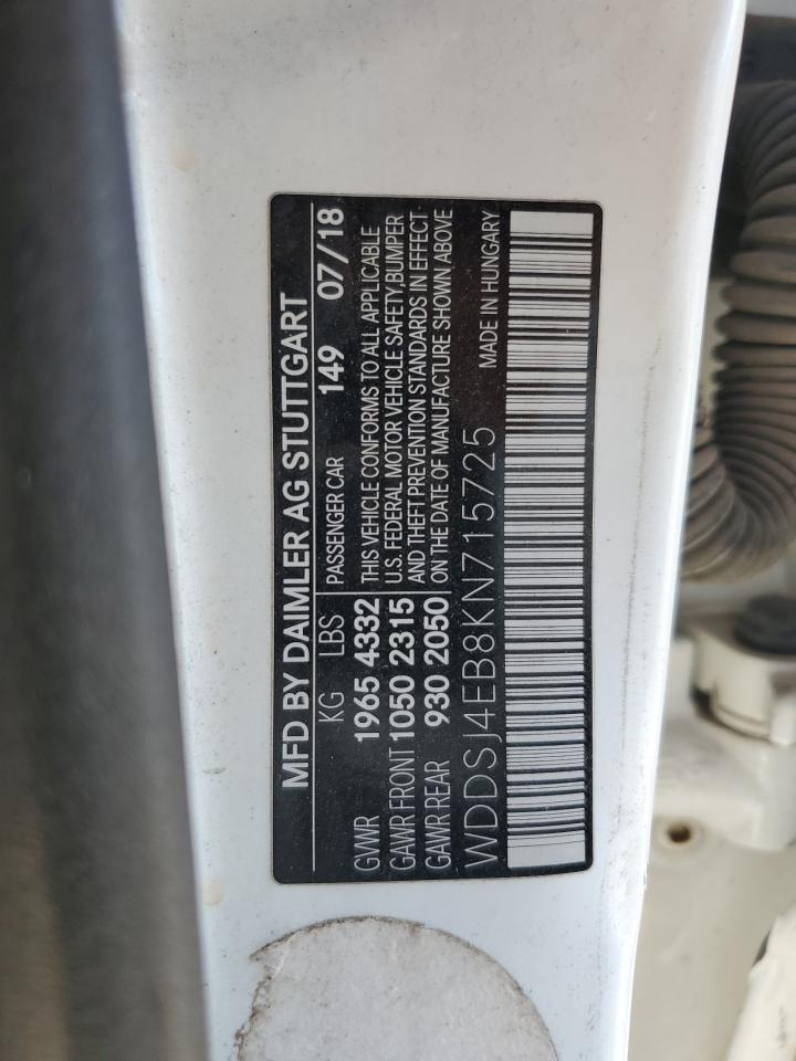 2019 Mercedes-Benz Cla 250 VIN: WDDSJ4EB8KN715725 Lot: 91838505