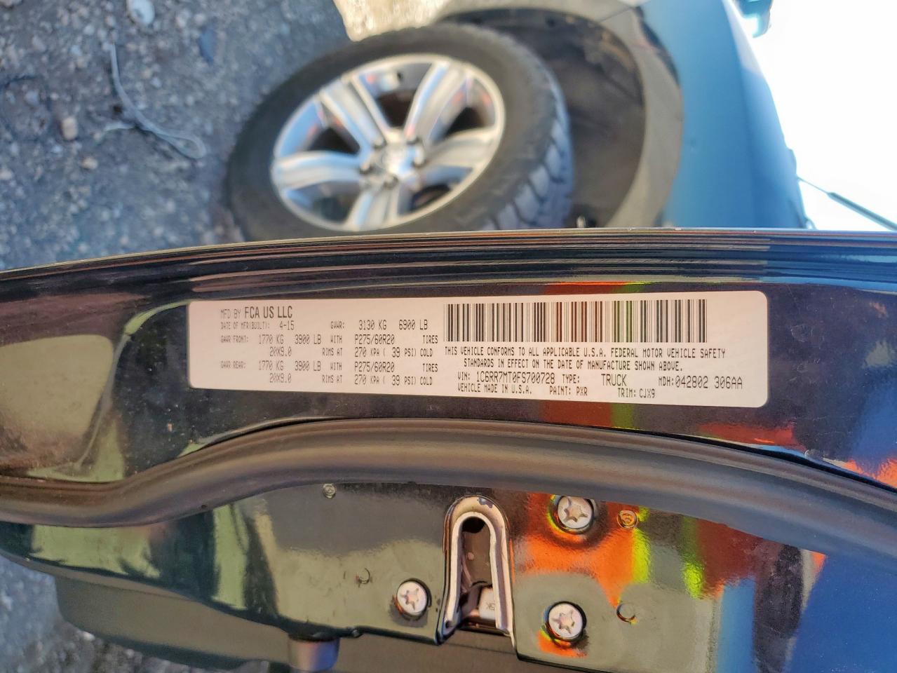 2015 Ram 1500 Sport VIN: 1C6RR7MT0FS700728 Lot: 91254905