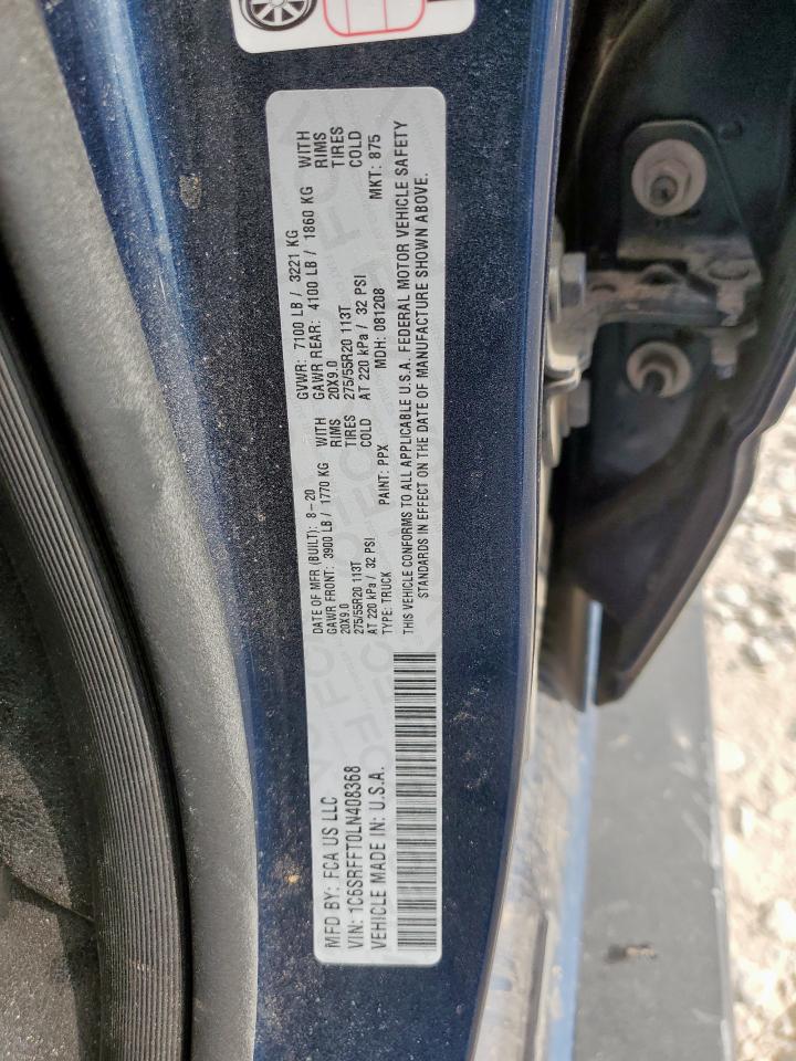 2020 Ram 1500 Big Horn/Lone Star VIN: 1C6SRFFT0LN408368 Lot: 93380415