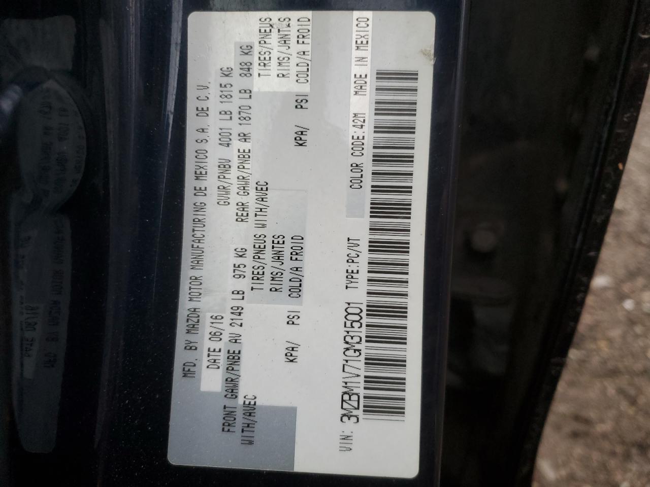 2016 Mazda 3 Touring VIN: 3MZBM1V71GM315001 Lot: 91485525