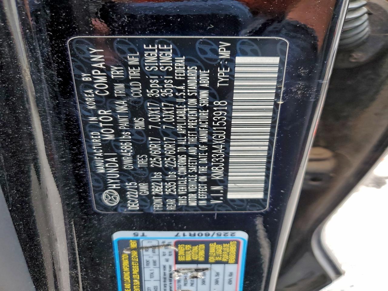 2016 Hyundai Tucson Limited VIN: KM8J33A4XGU153918 Lot: 93879585