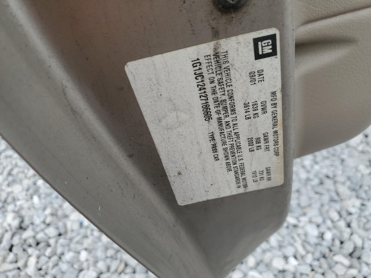 2002 Chevrolet Cavalier VIN: 1G1JC124127186605 Lot: 92026215