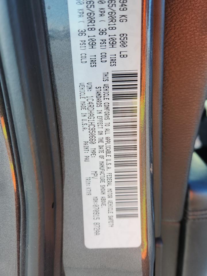 2017 Dodge Durango Sxt VIN: 1C4RDHAG1HC950660 Lot: 92801195