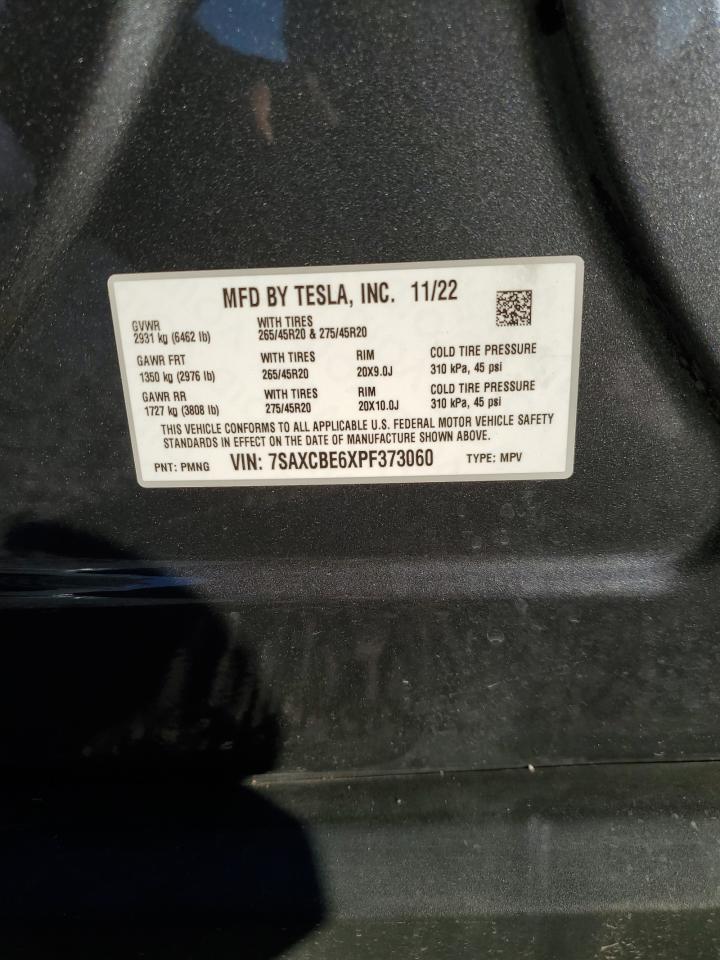 2023 Tesla Model X VIN: 7SAXCBE6XPF373060 Lot: 92288605