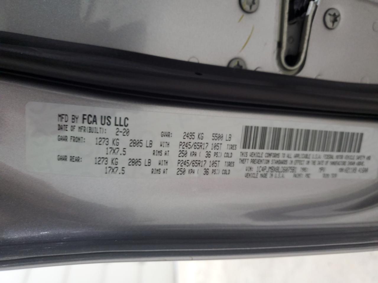 2020 Jeep Cherokee Trailhawk VIN: 1C4PJMBX8LD607581 Lot: 91654485