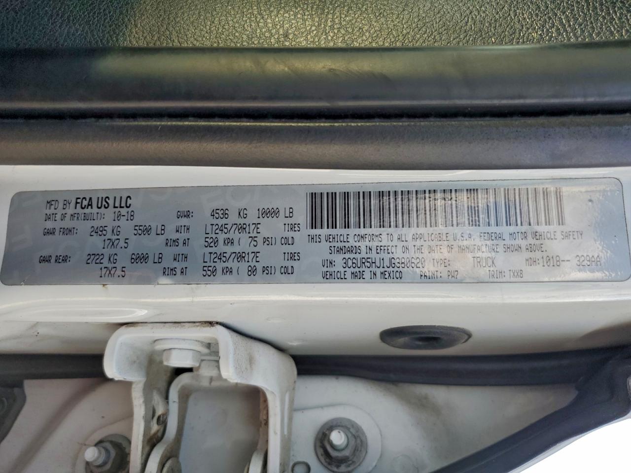 2018 Ram 2500 St VIN: 3C6UR5HJ1JG380620 Lot: 94324025