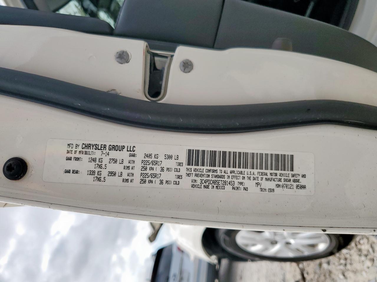 2014 Dodge Journey Se VIN: 3C4PDCAB5ET281453 Lot: 93264995