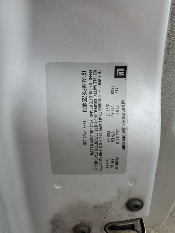 2008 Chevrolet Cobalt Lt VIN: 1G1AL58F187254040 Lot: 92431465