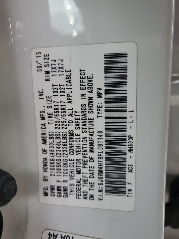 2015 Honda Cr-V Exl VIN: 5J6RM4H79FL081148 Lot: 93865625