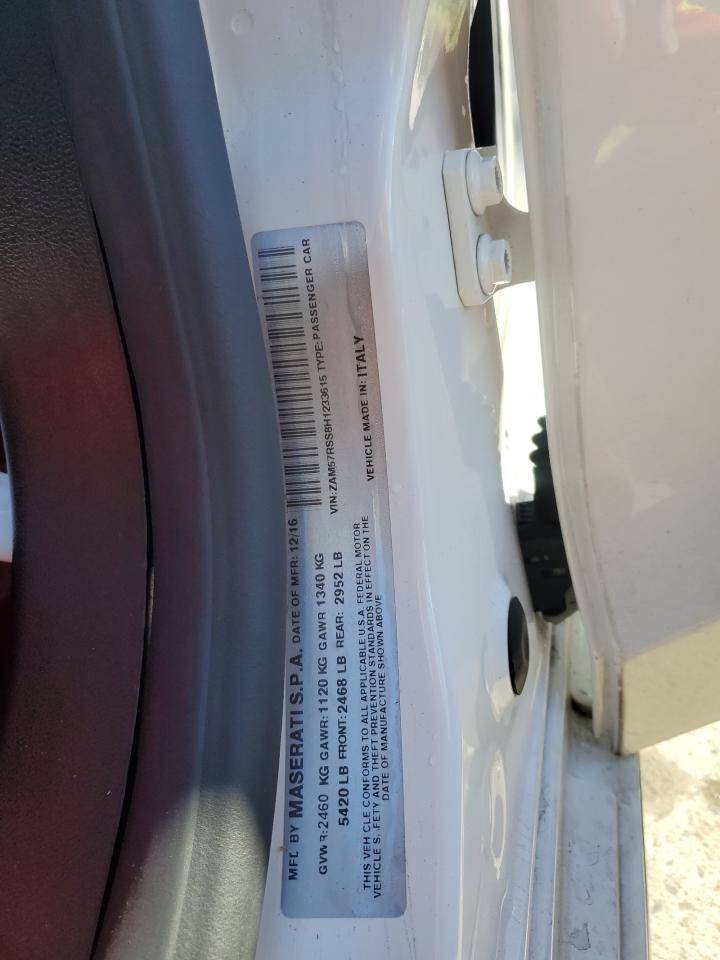 2017 Maserati Ghibli S VIN: ZAM57RSS8H1233615 Lot: 93053265