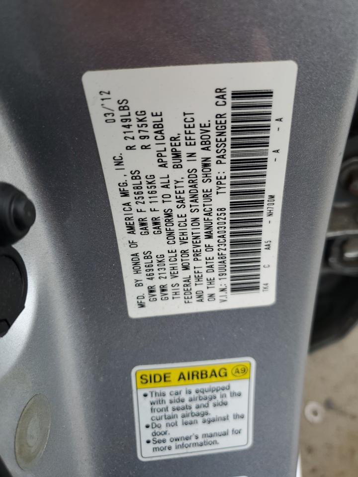 2012 Acura Tl VIN: 19UUA8F23CA030258 Lot: 93029835