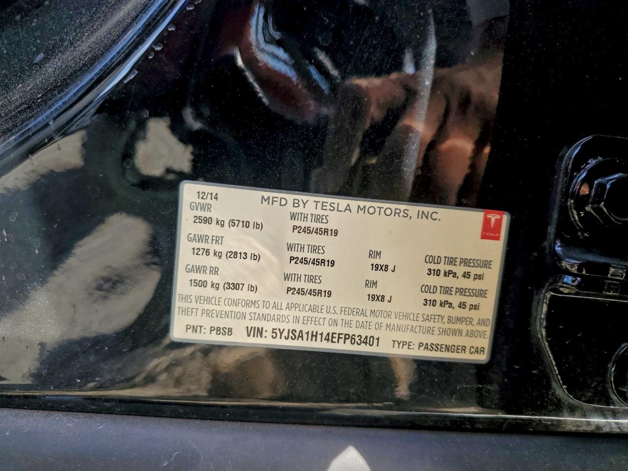 2014 Tesla Model S VIN: 5YJSA1H14EFP63401 Lot: 94279445