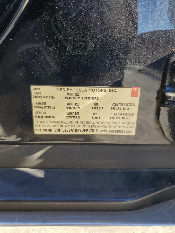 2013 Tesla Model S VIN: 5YJSA1DP9DFP17619 Lot: 92059605