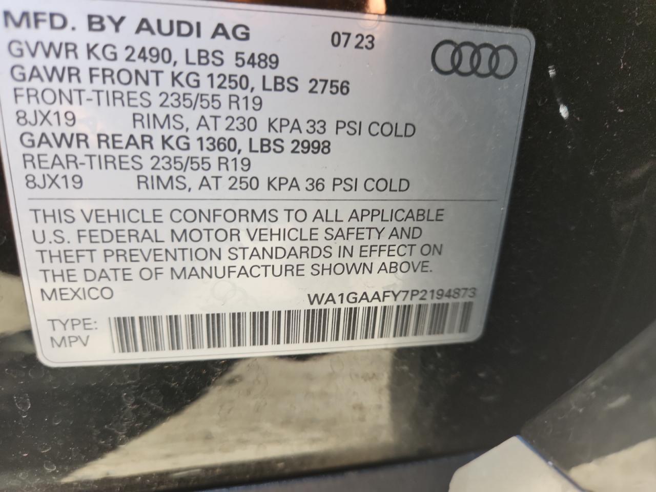 2023 Audi Q5 Premium 45 VIN: WA1GAAFY7P2194873 Lot: 91266665