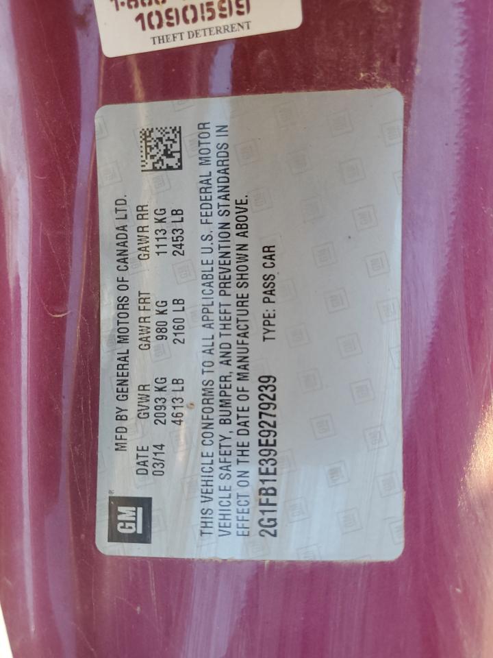 2014 Chevrolet Camaro Lt VIN: 2G1FB1E39E9279239 Lot: 92517335