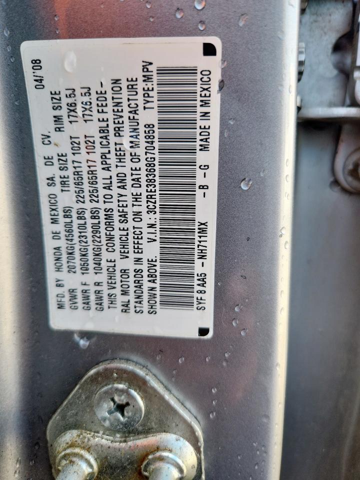 2008 Honda Cr-V Lx VIN: 3CZRE38368G704858 Lot: 93204425