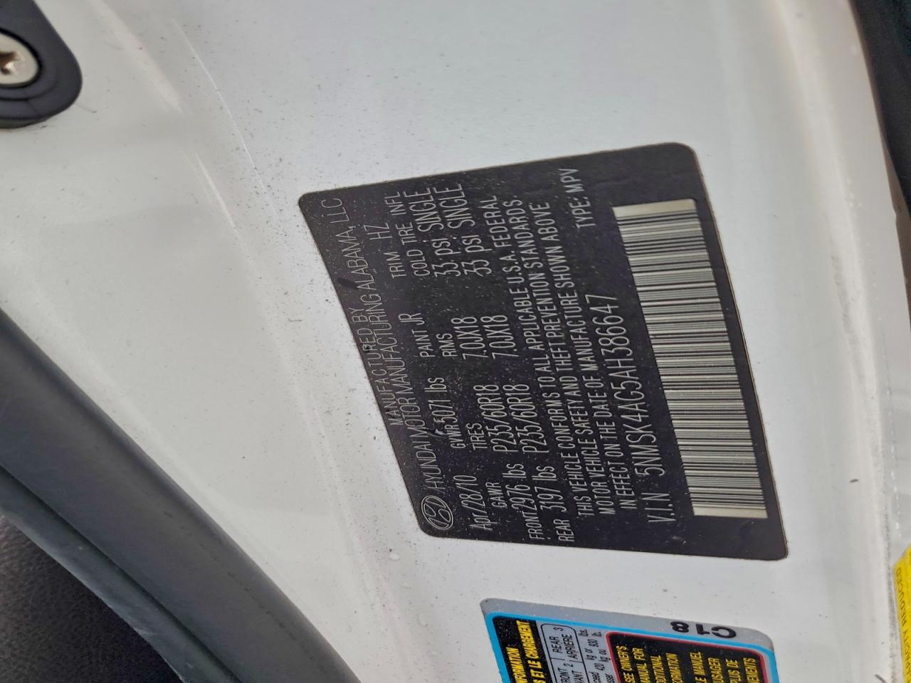 2010 Hyundai Santa Fe Limited VIN: 5NMSK4AG5AH386647 Lot: 90326225