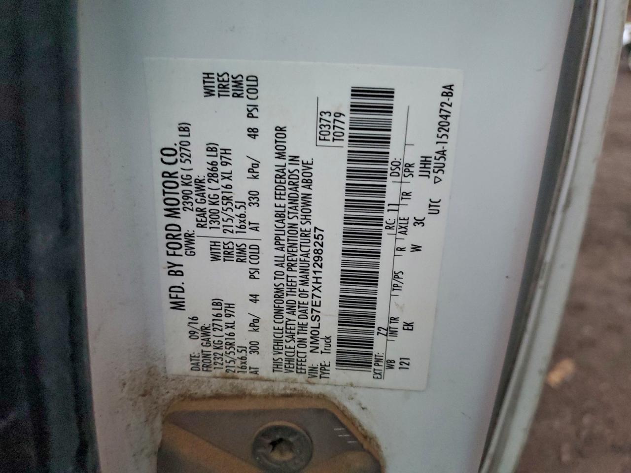 2017 Ford Transit Connect Xl VIN: NM0LS7E7XH1298257 Lot: 94492745