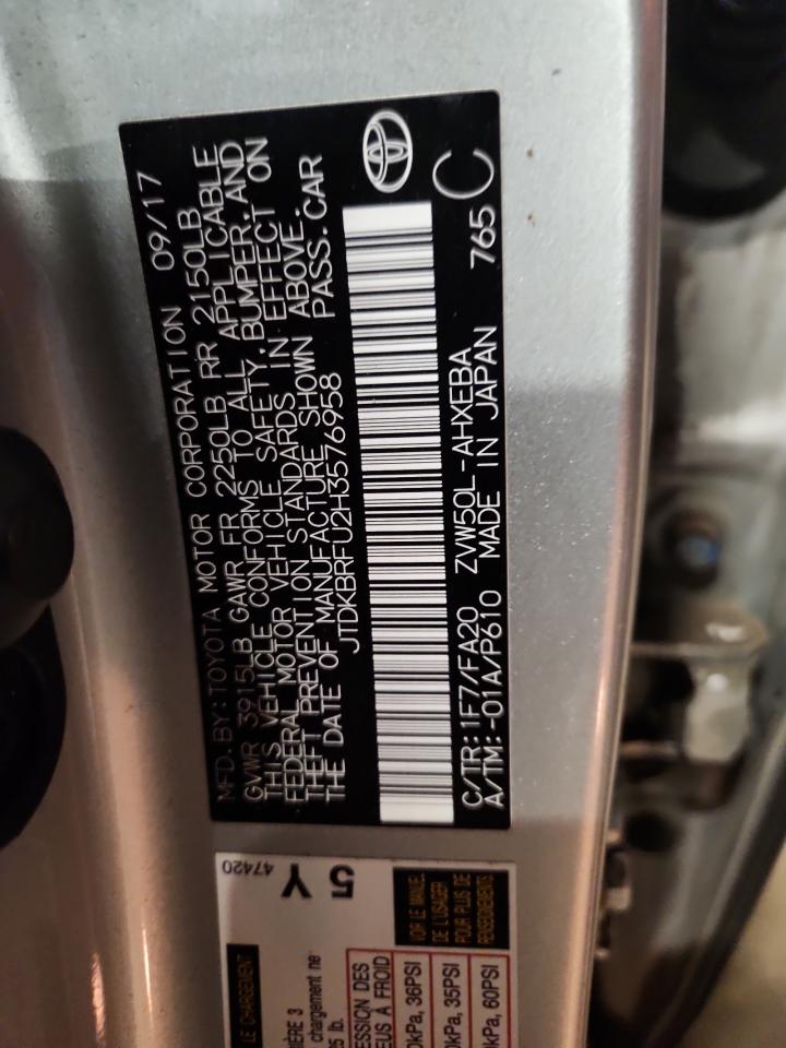 2017 Toyota Prius VIN: JTDKBRFU2H3576958 Lot: 93560545