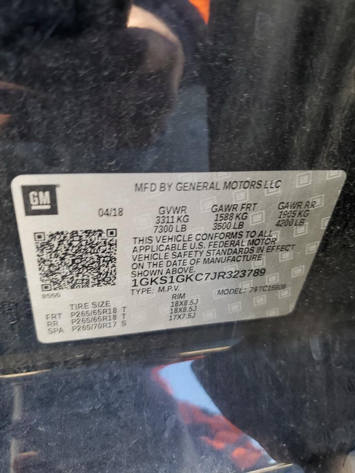 2018 GMC Yukon Xl C1500 Slt VIN: 1GKS1GKC7JR323789 Lot: 91781545