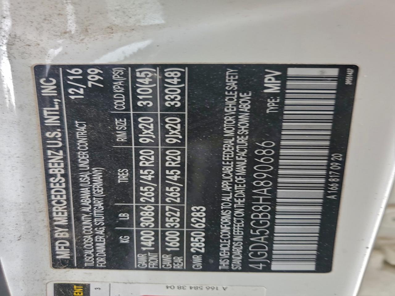 2017 Mercedes-Benz Gle 400 4Matic VIN: 4JGDA5GB8HA890686 Lot: 82719125