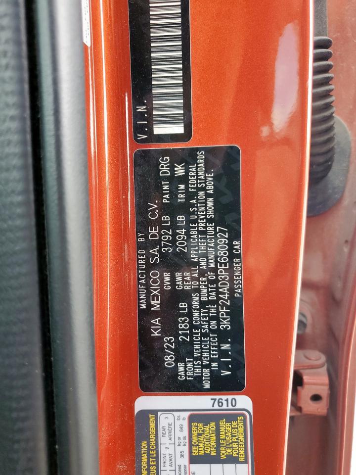 2023 Kia Forte Lx VIN: 3KPF24AD3PE680927 Lot: 93298865