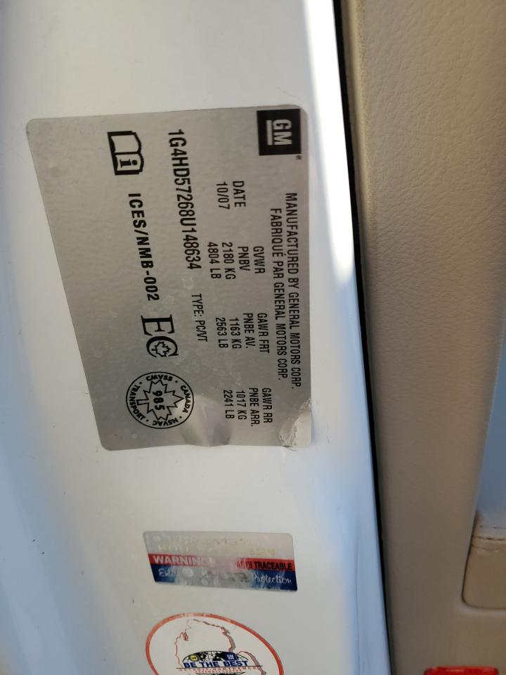 2008 Buick Lucerne Cxl VIN: 1G4HD57268U148634 Lot: 91322125