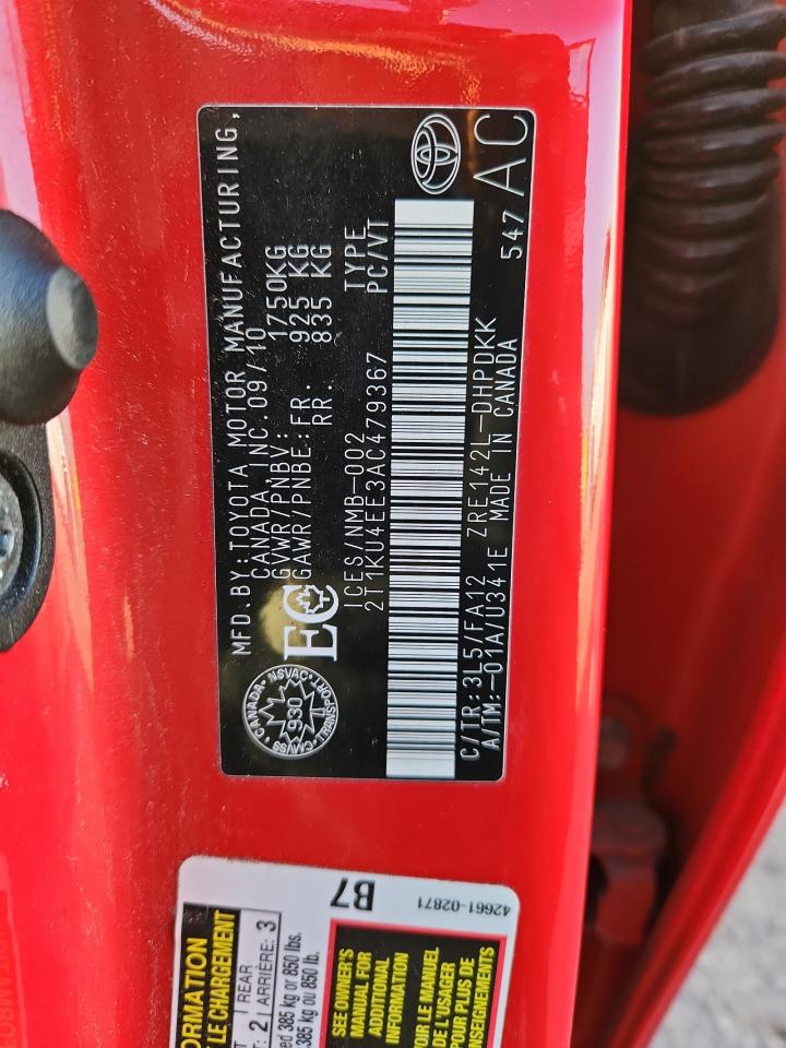 2010 Toyota Corolla Matrix VIN: 2T1KU4EE3AC479367 Lot: 92843775