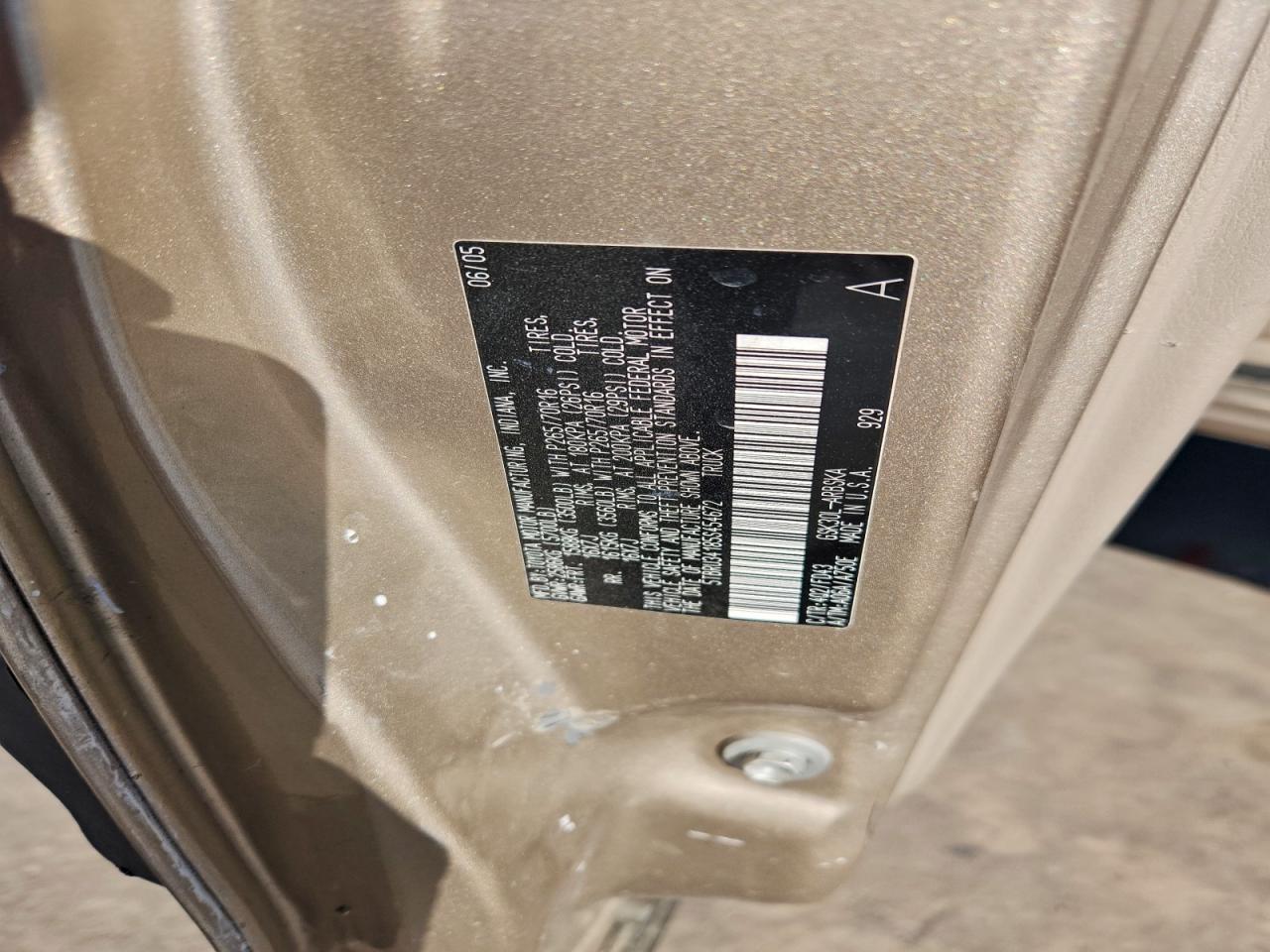 2005 Toyota Tundra Access Cab Sr5 VIN: 5TBRU34185S454672 Lot: 94038415