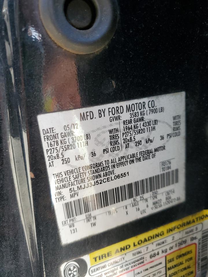 2012 Lincoln Navigator L VIN: 5LMJJ3J52CEL06551 Lot: 92795495